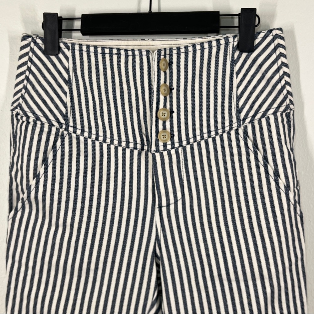 …FREE PEOPLE Size 4 women’s Vertical Striped High Waisted Pants. Straight Leg